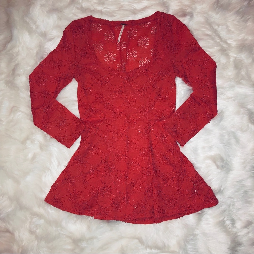 Free people floral lace blouse